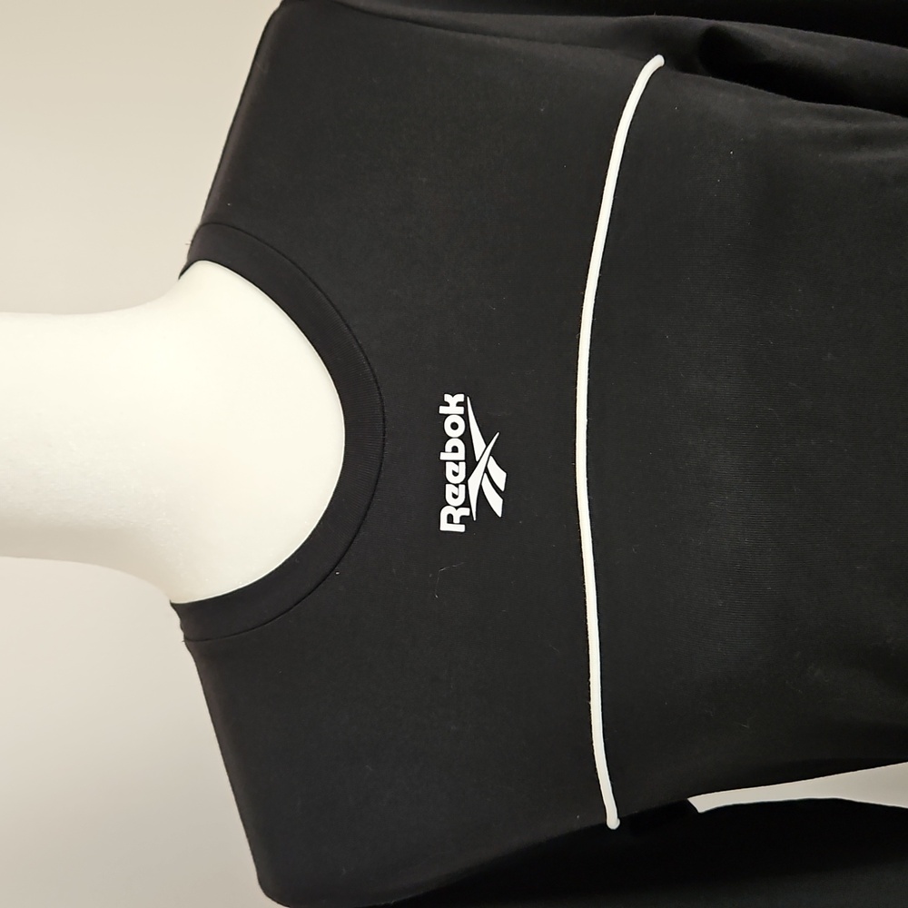 Reebok Athletic Midi Dress Long Sleeve Black Stretch Retro Sportswear Active LG - Picture 2 of 10